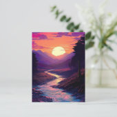 Paarse horizonten boven River Valley. Briefkaart (Staand voorkant)