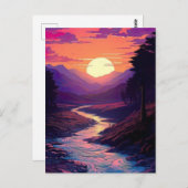 Paarse horizonten boven River Valley. Briefkaart (Voorkant / Achterkant)