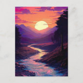 Paarse horizonten boven River Valley. Briefkaart (Voorkant)