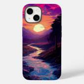 Paarse horizonten boven River Valley Case-Mate iPhone Case (Achterkant)