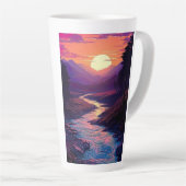 Paarse horizonten boven River Valley Latte Mok (Rechterhoek)