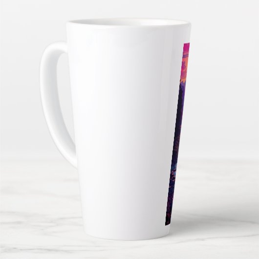 Paarse horizonten boven River Valley Latte Mok (Linkerhoek)