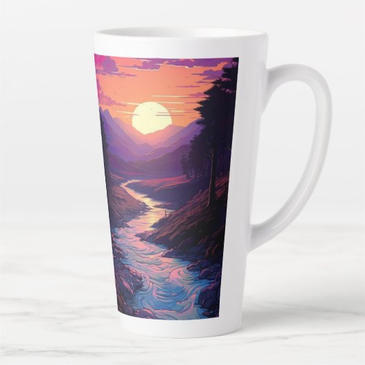 Paarse horizonten boven River Valley Latte Mok (Rechts)