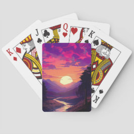 Paarse horizonten boven River Valley Pokerkaarten