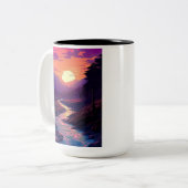 Paarse horizonten boven River Valley. Tweekleurige Koffiemok (Voorkant links)