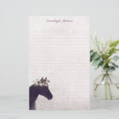 Paarse Horse Dreamweaver Boho Chic Monogram Briefpapier (Staand voorkant)