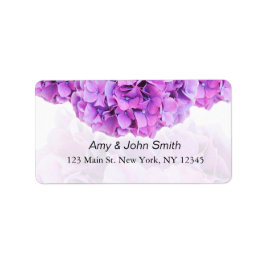Paarse hortensia bruiloft adresetiketten hortensia etiket