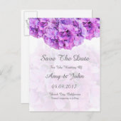 Paarse hortensia bruiloft bewaar de datum aankondigingskaart (Voorkant / Achterkant)