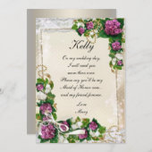 Paarse Hortensia en Kant Bruidsmeisje Kaart (Voorkant / Achterkant)