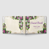 Paarse hortensia en kant bruiloft gastenboek (Volledig)