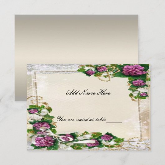 Paarse Hortensia En Kant Tafelkaart Kaart (Voorkant / Achterkant)