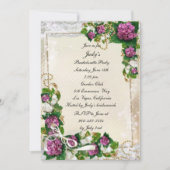 Paarse hortensia en kant vrijgezellenfeest kaart (Voorkant)