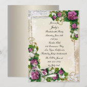 Paarse hortensia en kant vrijgezellenfeest kaart (Voorkant / Achterkant)