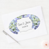 Paarse hortensia gepersonaliseerde bruiloft ovale sticker (Envelop)