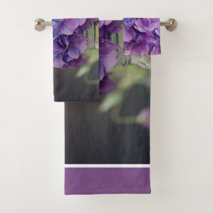 Paarse Hortensia in Mason Jar Natuur Fotografie Bad Handdoek