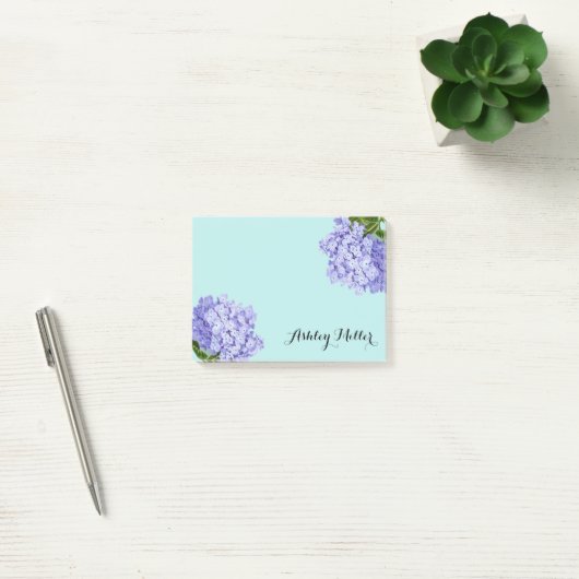 Paarse Hortensia Monogram Post-It Notes (Kantoor)