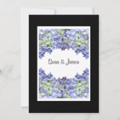 Paarse hortensia op zwarte achtergrond bruiloft kaart (Achterkant)