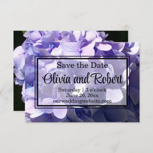 Paarse hortensia paarse bloem paarse bloem save the date (Voorkant / Achterkant)
