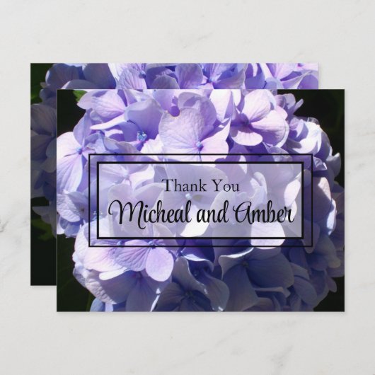 Paarse hortensia paarse bloem paarse bloemenpracht bedankkaart (Voorkant / Achterkant)