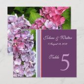 Paarse Hortensia Tafelnummer Kaart (Voorkant / Achterkant)