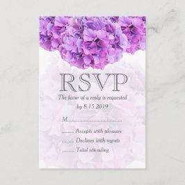 Paarse hortensia trouw RSVP kaart