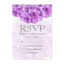 Paarse hortensia trouw RSVP kaart