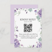 Paarse Hortensia Watercolor Bloemenuitnodiging Informatiekaartje (Voorkant / Achterkant)