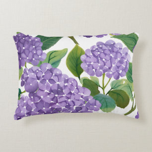 Paarse Hortensia Watercolor Bloemige Kust Accent Kussen