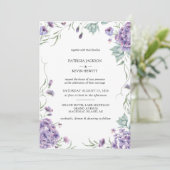 Paarse hortensia Waterverf bloemenbruiloft Kaart (Staand voorkant)