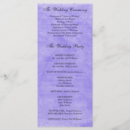 Paarse Hortensia Wedding Programma Programmakaart (Achterkant)