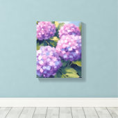 Paarse Hortensia's Bloemen Waterverf Schilderij Canvas Afdruk (Insitu (Houten vloer))