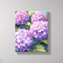 Paarse Hortensia's Bloemen Waterverf Schilderij Canvas Afdruk