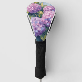 Paarse Hortensia's Bloemen Waterverf Schilderij Golfheadcover