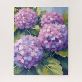 Paarse Hortensia's Bloemenschildering in Waterverf Legpuzzel