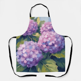 Paarse Hortensia's Bloemenschildering in Waterverf Schort