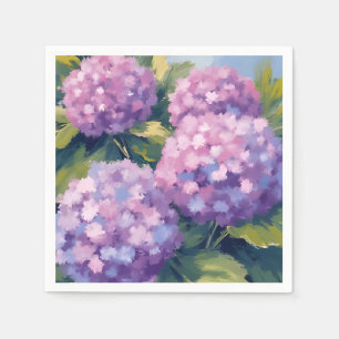 Paarse Hortensia's Bloemenschildering in Waterverf Servet