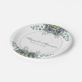 Paarse hortensia's Eucalyptus Papieren Bordje (Gekanteld)