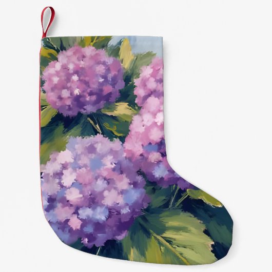 Paarse Hortensia's Floral Waterverf Kleine Kerstsok (Voorkant)