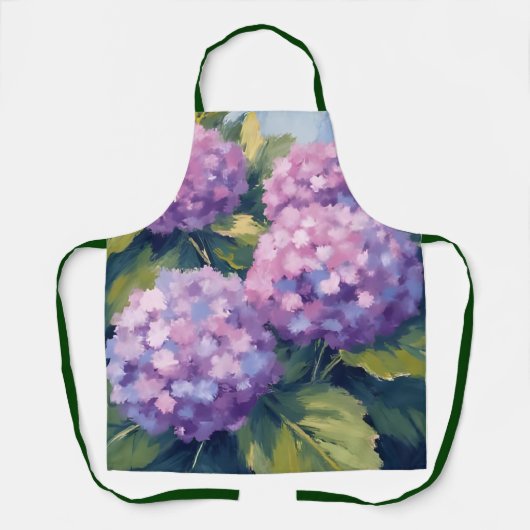Paarse Hortensia's Floral Waterverf Schort (Voorkant)