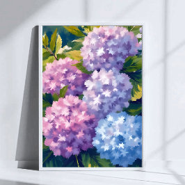Paarse Hortensiastruik | Bloemenschildering in wat Poster