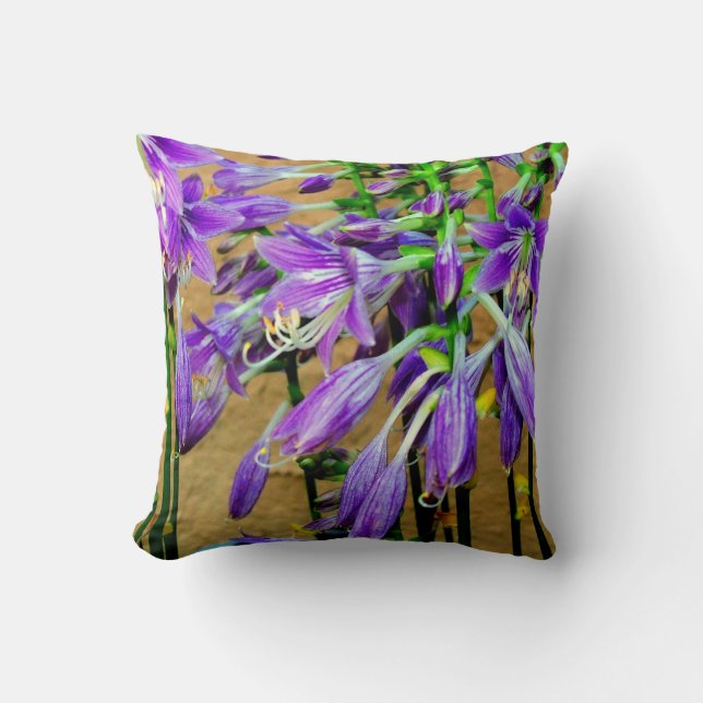 Paarse Hosta Bloem Tuin Kussen (Voorkant)