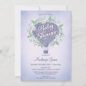 Paarse Hot Air Ballon Baby shower Uitnodiging (Voorkant)