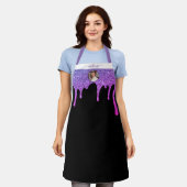 Paarse Hot Pink Glitter-schijven Aangepaste foto Schort (Gedragen)