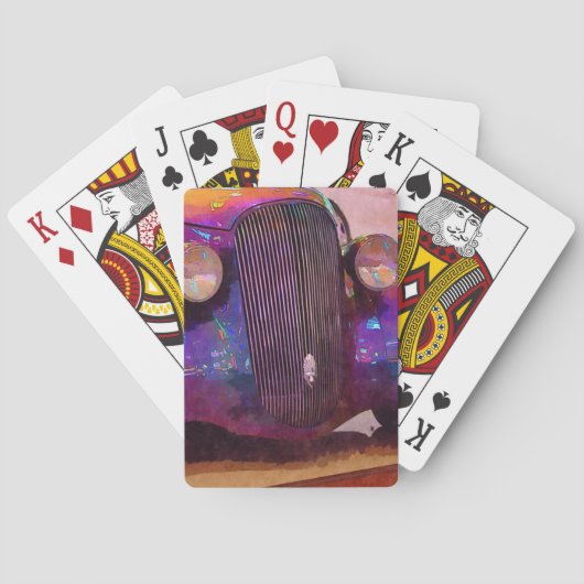 Paarse Hot Rod Sluiten Speekkaarten Pokerkaarten (Achterkant)