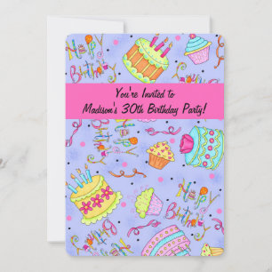 Paarse hotroze 30e verjaardag uitnodiging