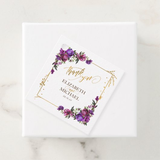 Paarse hotroze gouden Waterverf Bedankjes Labels (In situ)