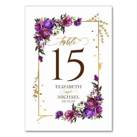 Paarse hotroze gouden Waterverf Kaart (Voorkant)