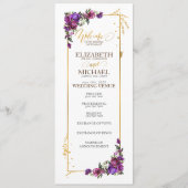 Paarse hotroze gouden Waterverf Programmakaart (Voorkant)