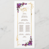 Paarse hotroze gouden Waterverf Programmakaart (Achterkant)