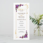 Paarse hotroze gouden Waterverf Programmakaart (Staand voorkant)